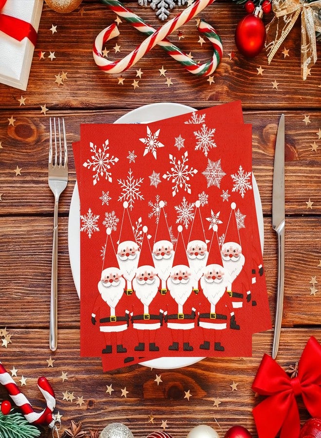 HiEnjoin 50 Pack Christmas Paper Napkins - Disposable Snowflake Santa Claus Paper Napkins, Merry Christmas Winter Holiday Party Supplies for Dinner Decorations - Image 4